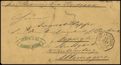 Incoming-Mail, 1865, beiges Couvert (seitlich etwas geöffnet und ...