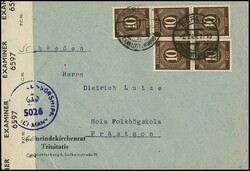 10 Pfg., zwei seltene Einzelfrankaturen: auf Übersee-Drucksache ...