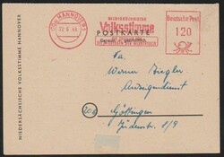 Zehnfach-Frankaturen, Absenderfreistempel "120" der Niedersächs. ...