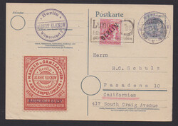 30 Pfg. Schwarzaufdruck als EF auf Bedarfs-Überseekarte von ...