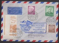 4 Pfg. Bauten, fünf portogerechte Lupo-Erstflugbriefe mit ...