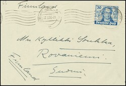 30 Pfg. Goethe mit Plattenfehler "Farbpunkt" als Einzelfrankatur auf ...