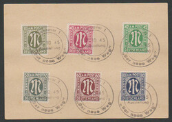 80 Pfg. AM-Post, nebst Nr. 29aBz, 30aBz, 31Az, 32aAz und 33aBz, auf ...