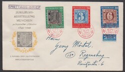 100 Jahre Briefmarken auf gelaufenem Schmuck-FDC mit roten ESST. Mi. ...