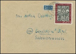 Marienkirche, zwei Briefe mit seltenen Plattenfehlern: 10 Pfg. mit PF ...