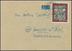 Marienkirche, zwei Briefe mit seltenen Plattenfehlern: 10 Pfg. mit PF ...