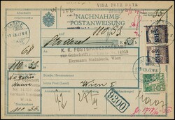 SHS Kroatien, 15 F. Aufdruckmarke im Paar, nebst 5 F. grün, auf kpl. ...