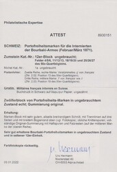 Portofreiheitsmarke für die Internierten der Bourbaki-Armee ...