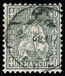 40 C. grau, seltenes Faserpapier, zentrisch gestempeltes ...