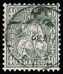 40 C. grau, seltenes Faserpapier, zentrisch gestempeltes ...