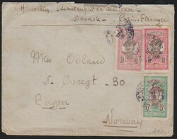 Martinique, 1914, 5 C. und zweimal 10 C. auf Brief (Couvert mit ...