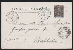 Französ.-Indochina, 1903, 10 C. Allegorie auf Ansichtskarte von ...