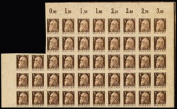 3 Pfg. Luitpold, 64 geschnittene Probedrucke je in braun, einmal auf ...