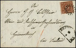 "50", gMR nebst HK "Deidesheim" auf Faltbrief mit perfekter 6 Kr. ...