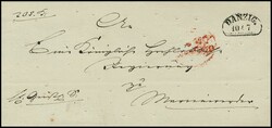 "SANITAETS-STEMPEL", roter Ovalstempel rs. auf Brief von Danzig 1831 ...