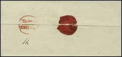 "SANITAETS-STEMPEL", roter Ovalstempel rs. auf Brief von Danzig 1831 ...