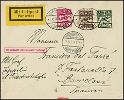Spanienfahrt 1929, Brief Zuleitungspost Danzig, Auflieferung ...