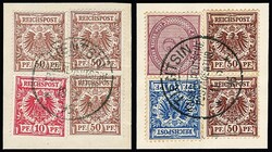 Vorläufer 2 Mk. rotkarmin nebst Krone-Adler 20 und Paar 50 Pfg. ...