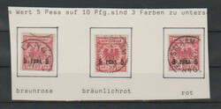 5 P. a. 10 P., drei versch. Farben, sowie 25 P. a. 50 Pfg., beide ...