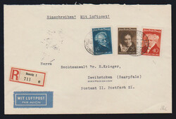 100 Mk. Flugpost per zwei auf Auslandsbrief von Danzig 1923 in die ...