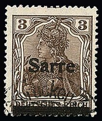 3 Pfg., gute Aufdrucktype II mit zusätzlich Aufdruck-Abart ...