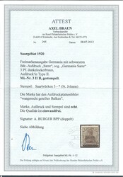 3 Pfg., gute Aufdrucktype II mit zusätzlich Aufdruck-Abart ...