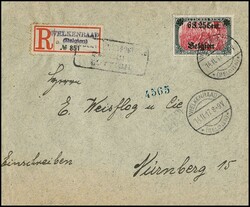 6 F. 25 C., Type I, einzeln auf Zensur-R-Brief aus Welkenraad 1917, ...