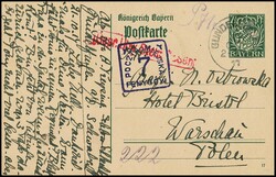 1917, zwei bayerische Ganzsachenkarten 7 1/2 Pfg. grün von ...