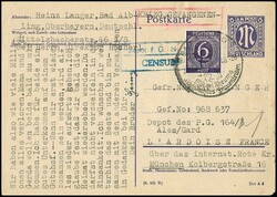 6 Pfg. Ziffern auf Bizone-Ganzsachenkarte 6 Pfg. AM-Post, violett, ...