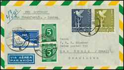 1 und 5 Mk. Taube, nebst Paar 5 Pfg. Ziffern, sowie ...