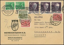 Zwei Übersee-Briefe mit besseren Bauten-Frankaturen: 10(3) u. 30 Pfg ...