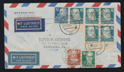 8 (bereits mit Eckfehler verklebt), 10, 12 und fünfmal 16 Pfg. ...