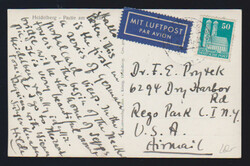 50 Pfg. Bauten wg als EF auf Lupo-Überseebrief in die USA, sowie 50 ...