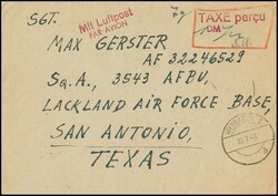 Wiesbaden, 20.7.1948, seltenes Ersatz-Aerogramm (7gr., "Taxe percu", ...