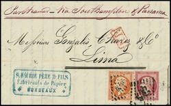 80 C. karmin (oben kleiner Spalt) in Mischfrankatur mit gezähnter ...