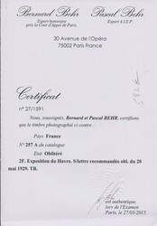 2 + 5 Fr. Ausstellung Le Havre einzeln auf R-Brief mit Messe-SST 1929 ...