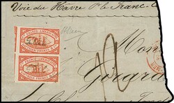 Transatlantik-Schiffspost Gauthier & Freres, 1855/56, die rote Marke ...