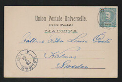 Funchal, 1901, 25 R. auf Bedarfs-Postkarte nach ...