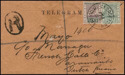 Britisch-Guyana, 1905, 1 und 8 C. auf "Telegram"-Vordruck-Couvert, ...