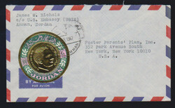 Jordanien, 1967, 100 F. Hussein einzeln auf gef. Überseebrief von ...