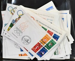 Bundesrepublik, Olympia 1972, 100 FDCs mit verschiedenen Zudrucken ...
