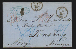 "Belgien-Norwegen", 1866, Brief mit K2 "Anvers" via Bahnpost ...