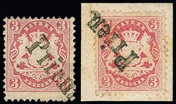 3 Kr. rosa auf Kabinettbriefstück mit Aushilfs-L1 "Prien", Fotoexp. ...