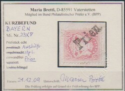 3 Kr. rosa auf Kabinettbriefstück mit Aushilfs-L1 "Prien", Fotoexp. ...