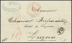 1867, 1.7., "Frankfurt a. Main F.", roter Franco-K1 auf Prachtbrief ...