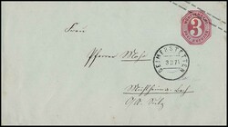 "Beimerstetten", Datumsbrückenstempel sehr klar auf Ganzsache 3 Kr. ...