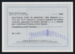 10 C. a. 10 Pfg. rotkarmin, gute Farbe, tadellos gest., Fotoexp. ...