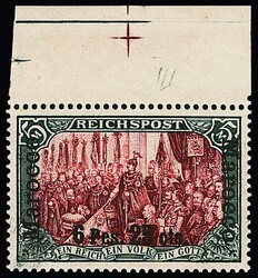 6 Pes. 25 C. a. 5 Mk. Reichspost, Urmarke in Type III mit Aufdruck in ...