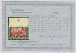 6 Pes. 25 C. a. 5 Mk. Reichspost, Urmarke in Type III mit Aufdruck in ...