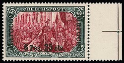 6 Pes. 25 C. a. 5 Mk., Urmarke in Type II mit fettem Aufdruck als ...